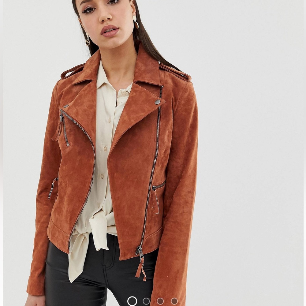 NWT ASOS Suede Leather Biker Jacket Size 6T